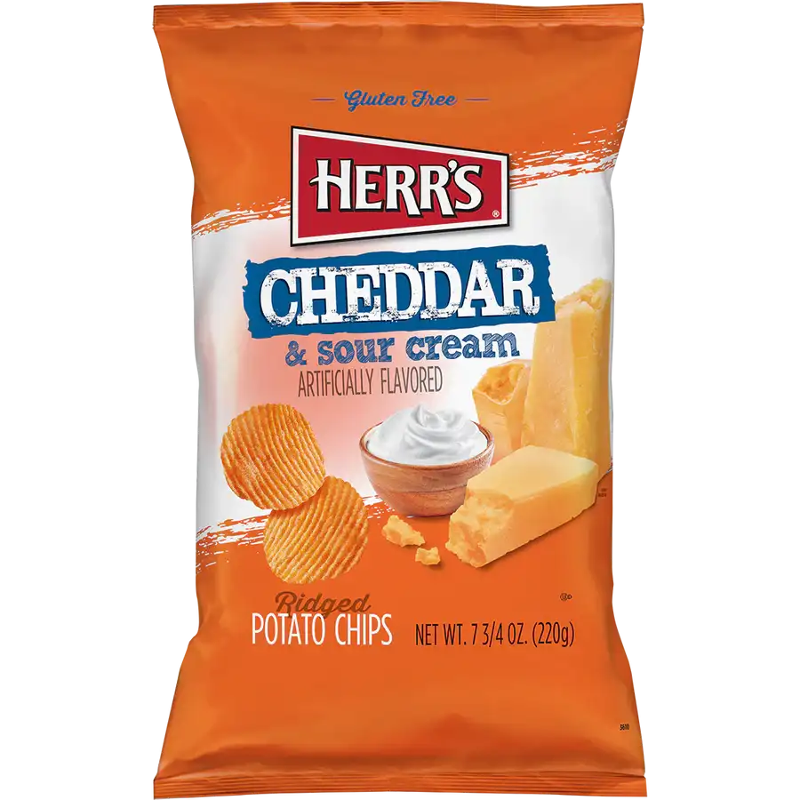 Herr's Cheddar & Sour Cream Ridged Potato Chips